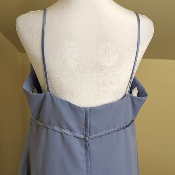 Alfred Angelo Vintage size 14 Style 6625 Color Rivera Sky Spaghetti Strap Dress - Picture 7 of 11